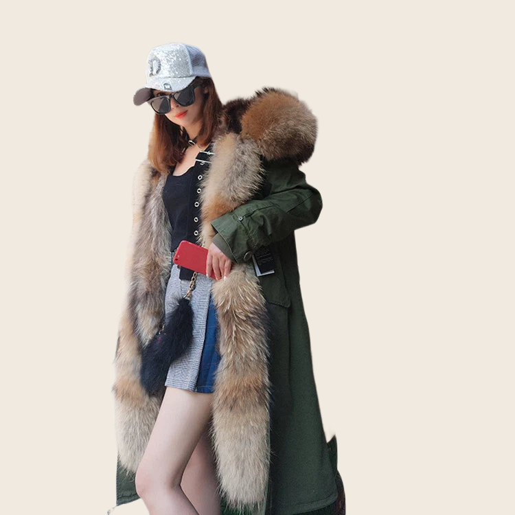Hooded Fur Collar Wool Coat - 4 Colours, enhanced product photo