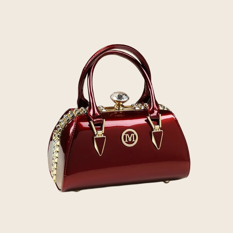 Patent Leather Structured Handbag - Women's, enhanced product photo