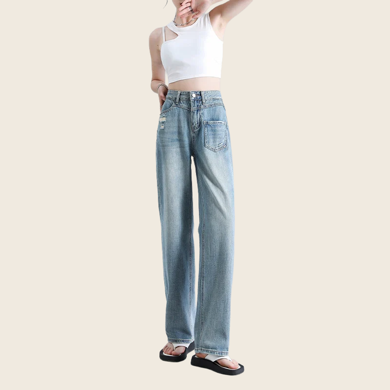 Irregular Straight Jeans - Women's, enhanced product photo