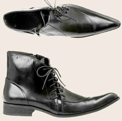 British Pointed Genuine Cowhide Boots - Men's, enhanced product photo
