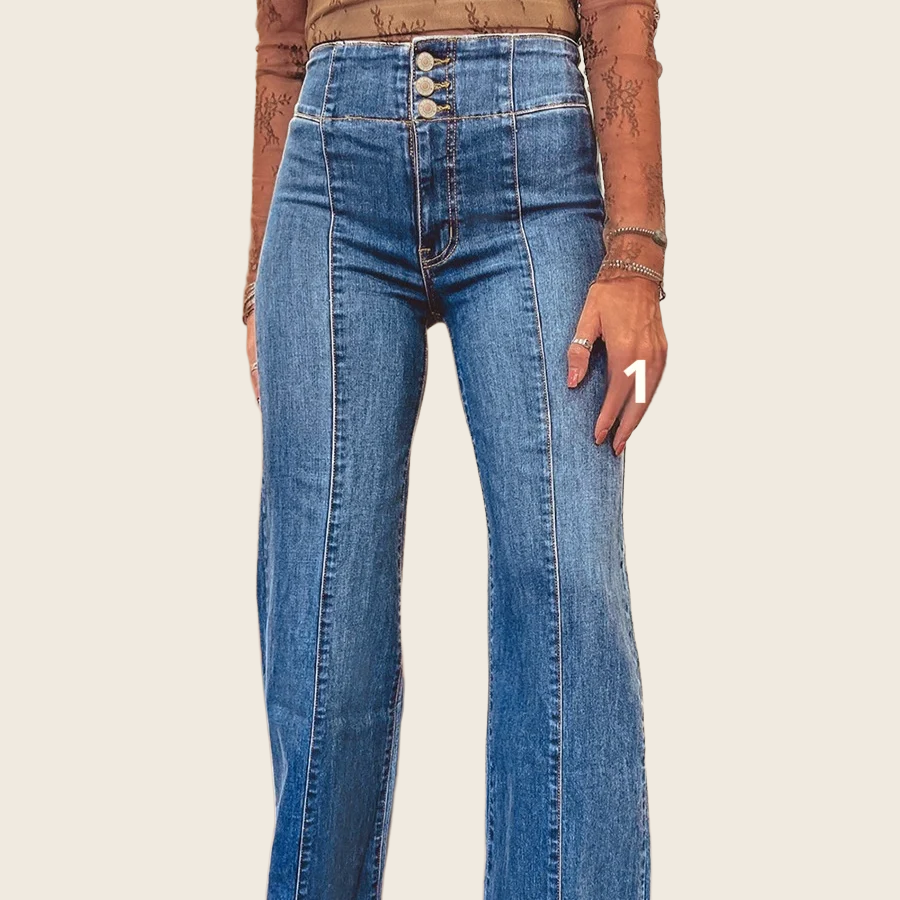 Slim-Fit High-Waist Ripped Hem Jeans - Women's, enhanced product photo