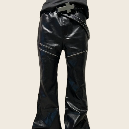 Liquid Metal Coated Flare Jeans - Women's, enhanced product photo