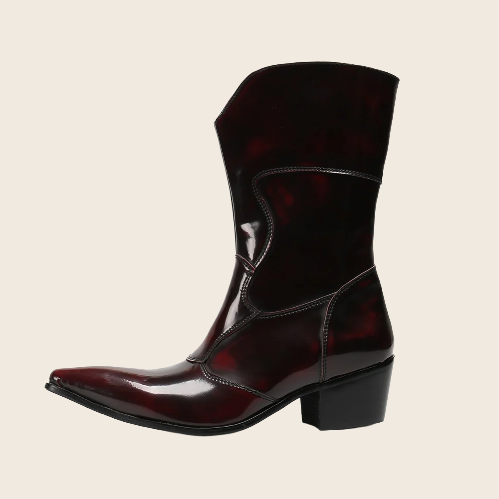 British Style Korean Leather High Top Boot, enhanced product photo