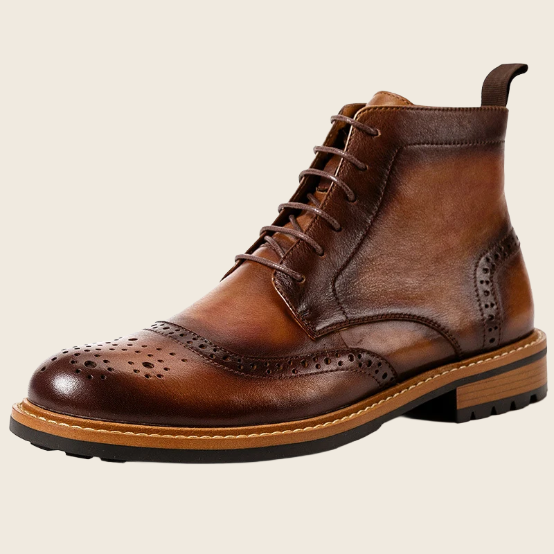 Top Layer Cowhide Round Toe Martin Boots - Men's, enhanced product photo