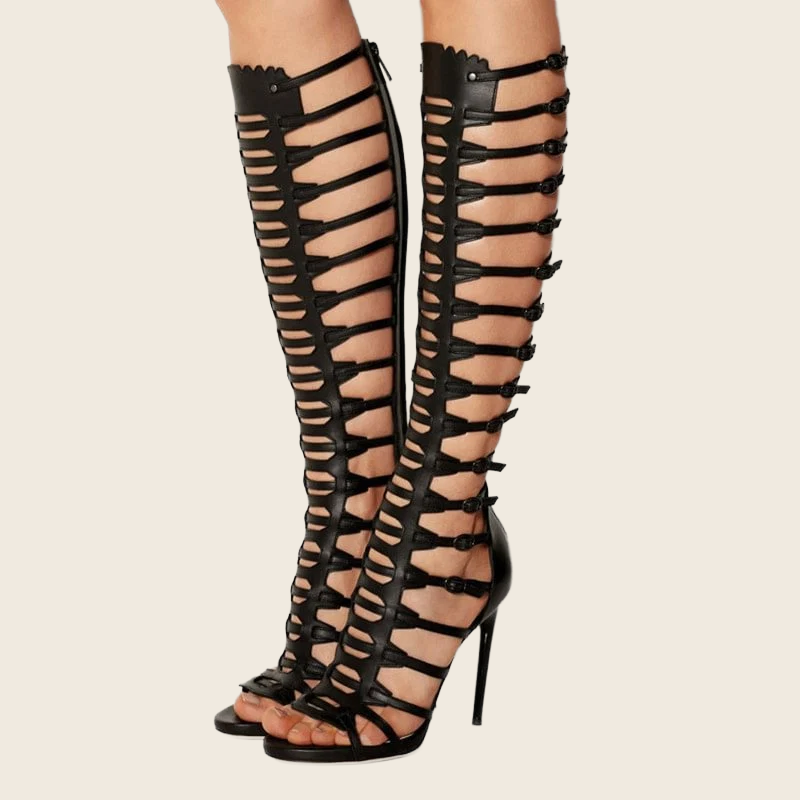 Laser Hollow Open-Toe Heels - Women's, enhanced product photo