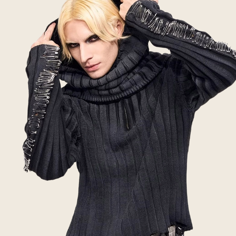 Safety Pin Turtleneck Sweater - Men's, enhanced product photo