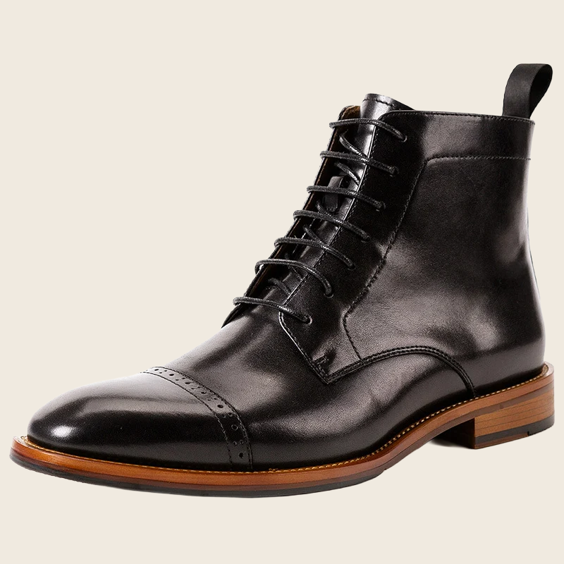 Cowhide British Style Leather Boots - Men's, enhanced product photo
