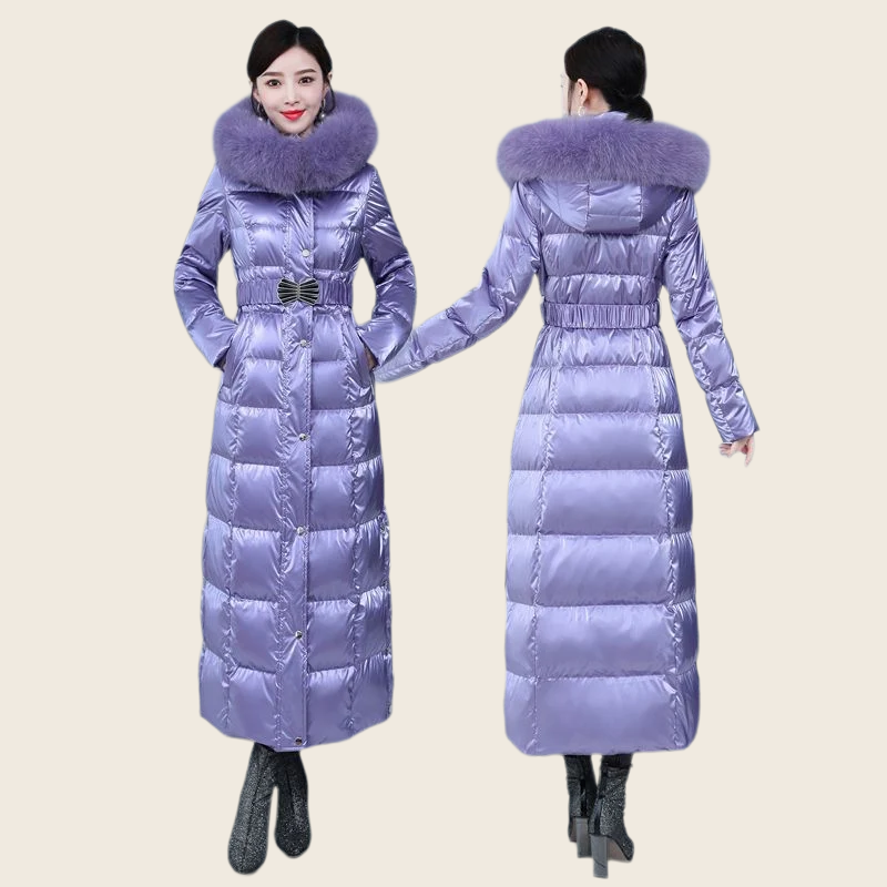 Extra Long Winter Coat - Duck Down, Chenille, enhanced product photo