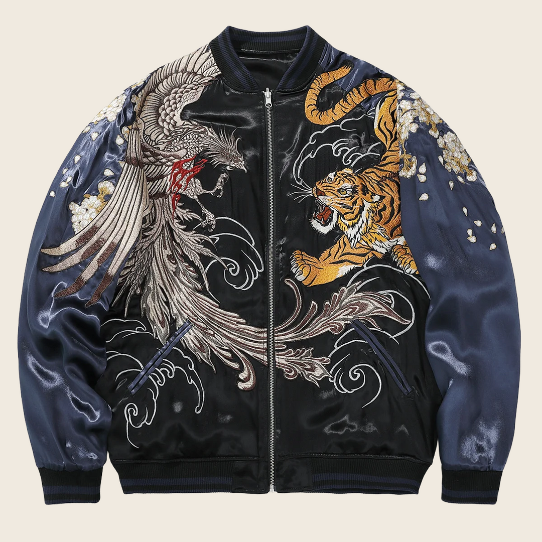 Chinese Inspired Loose Fit Embroidered Jacket - Men's, enhanced product photo