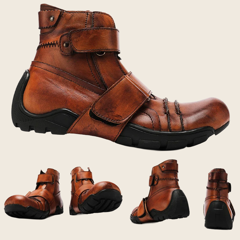 Western Cowboy Leather Martin Boots - Men's, enhanced product photo