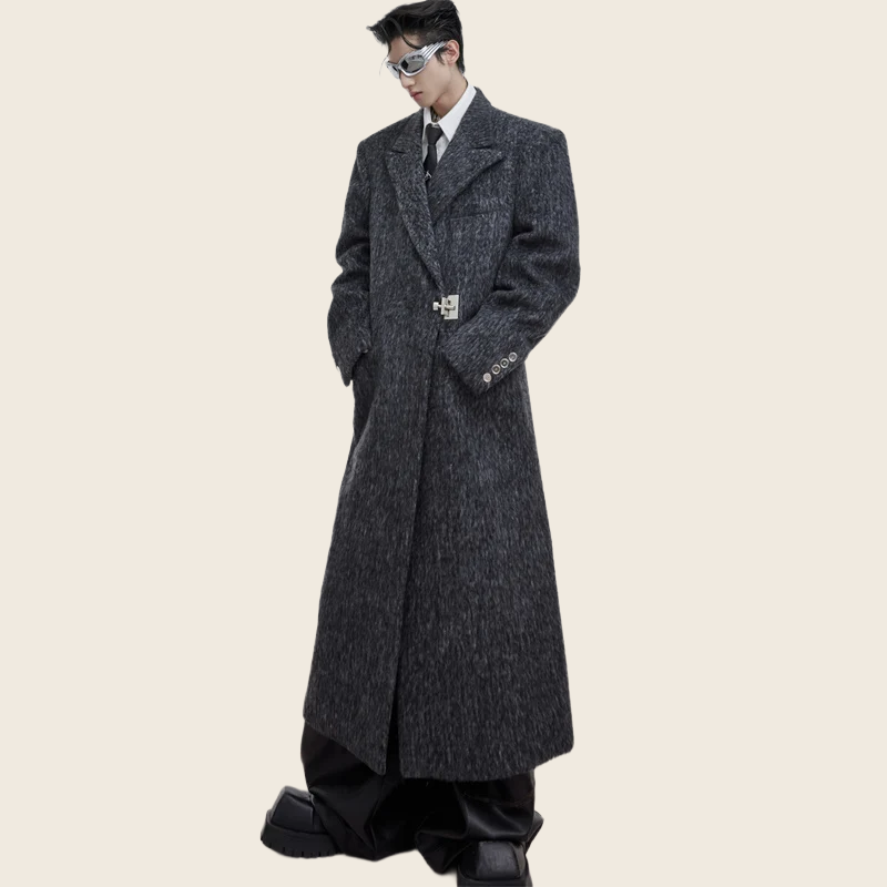 Padded Shoulder Coat - Loose Fit, enhanced product photo