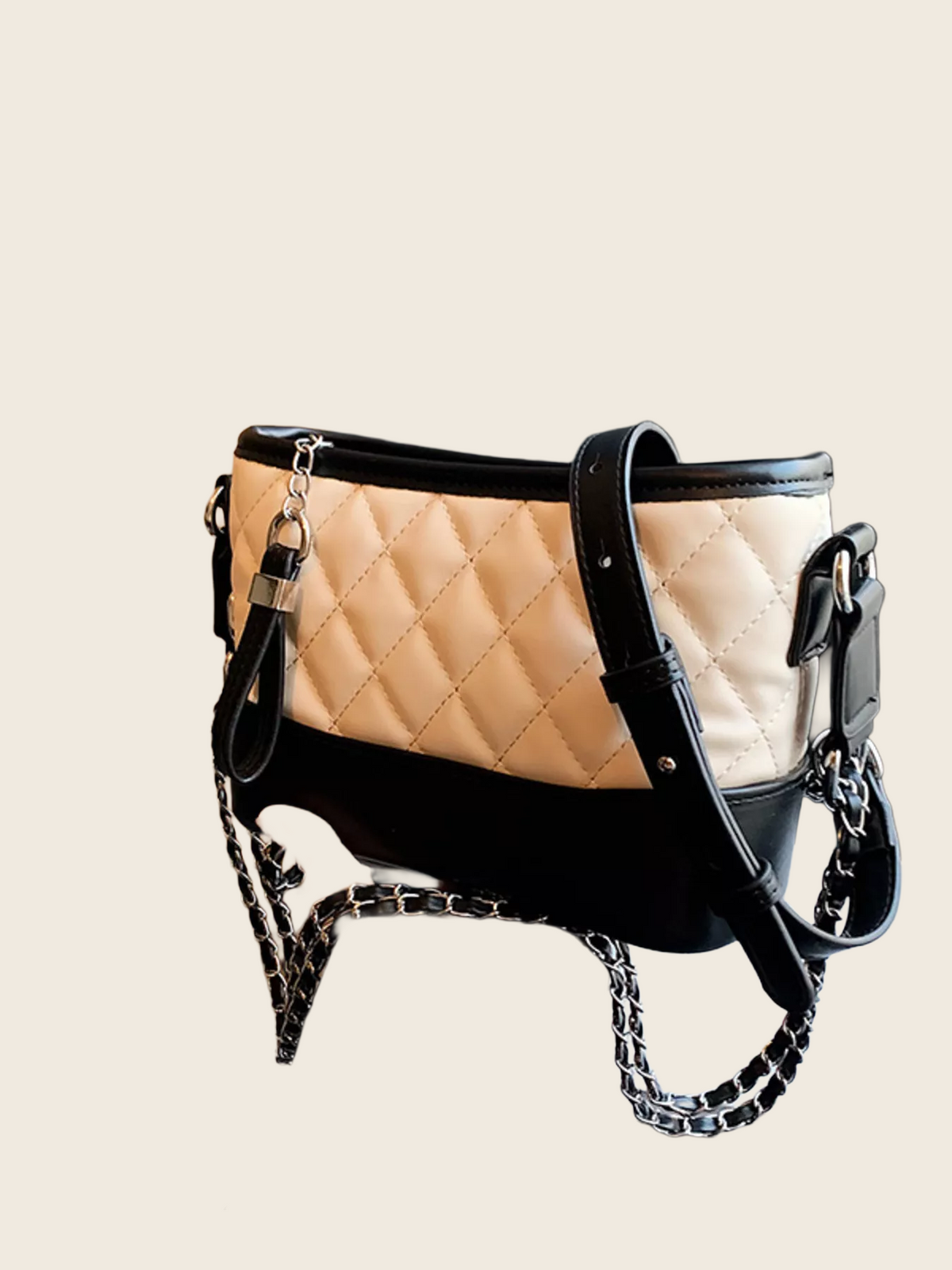 Quilted Bucket Crossbody - Chain Strap, enhanced product photo