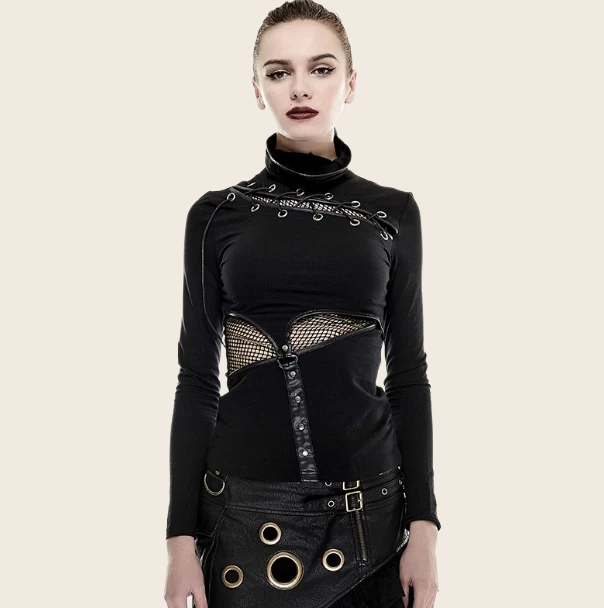 Vintage Steampunk Stand Collar Shirt - Women's, enhanced product photo