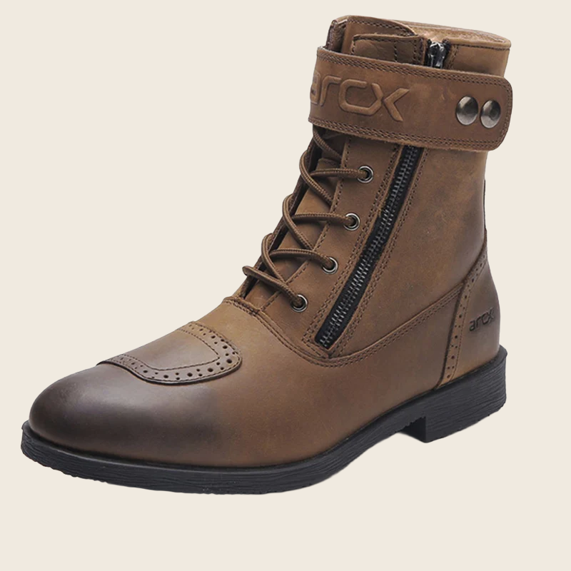Motorcycle Leather Ankle Boots - Men's, enhanced product photo