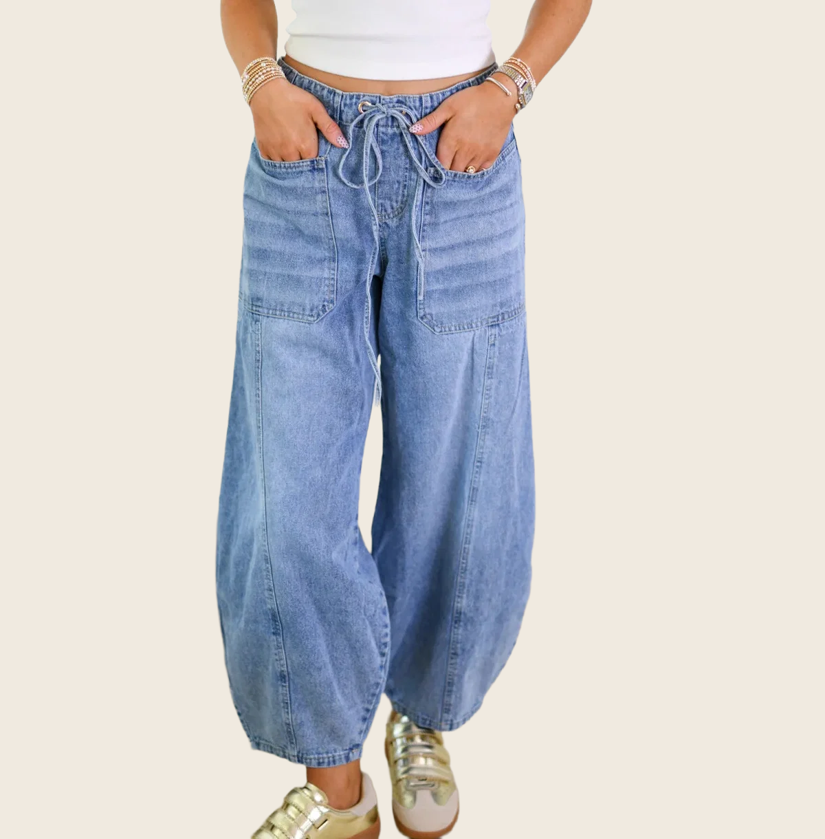 Lace-Up Pocket Jeans - Women's, enhanced product photo