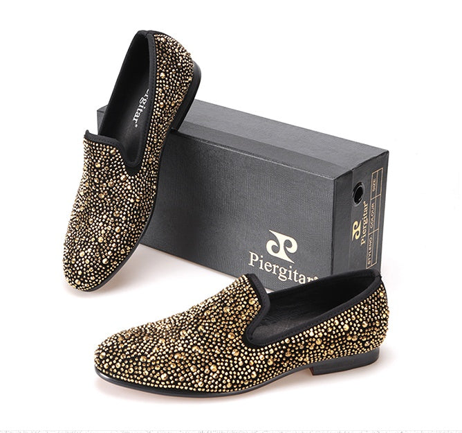 Black Leather Diamond Dress Shoes — Men&