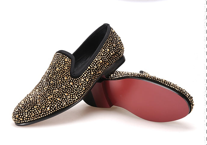 Black Leather Diamond Dress Shoes — Men&