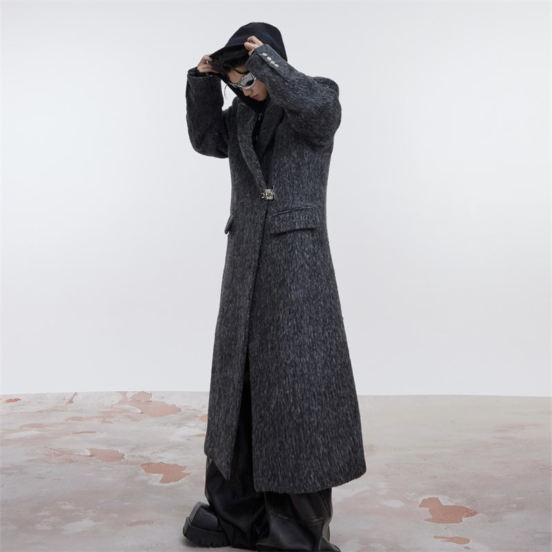 Niche Profile Padded Shoulder Woolen Coat Men's