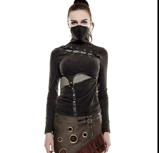 Vintage Steampunk Stand Collar Shirt — Women&
