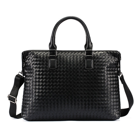 Hand-Woven Leather Briefcase