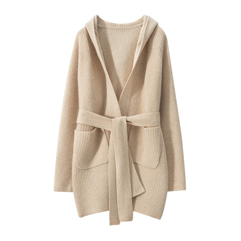 Cashmere Autumn And Winter Loose Hooded Double-Sided