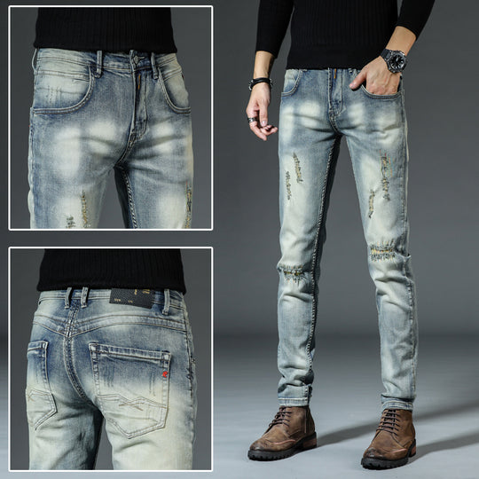 Casual Retro Slim Straight Denim — Classic Blue