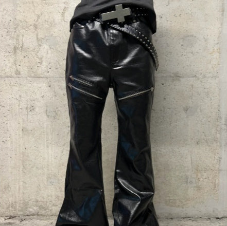 Liquid Metal Coated Flare Jeans - Women&
