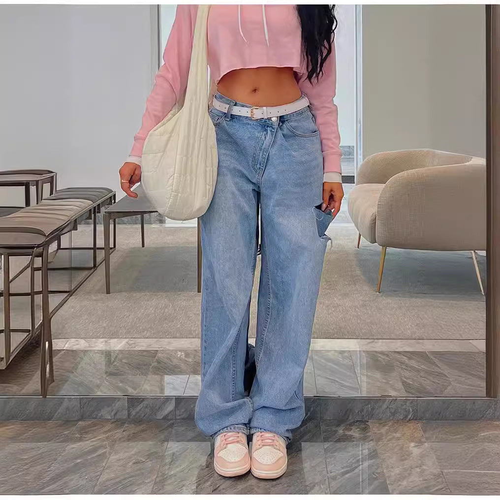 Asymmetric Low-Waist Distressed Jeans — Women&