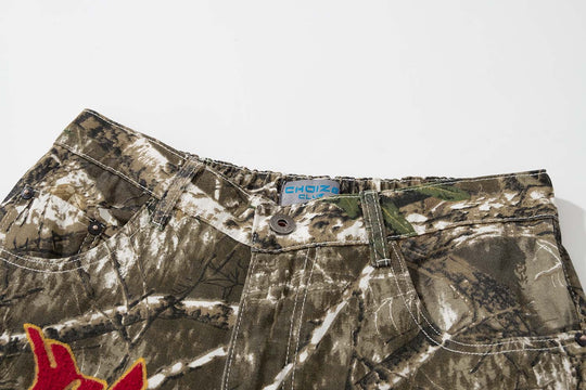 Camo Alphabet Embroidered Jeans — Women&