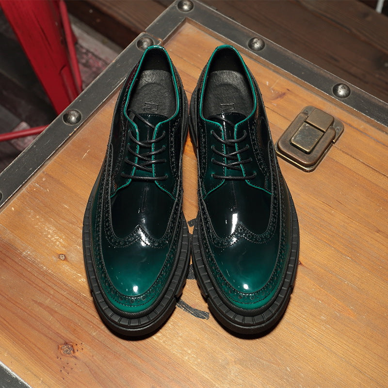Genuine Leather Platform High-Heel Shoes — Men&