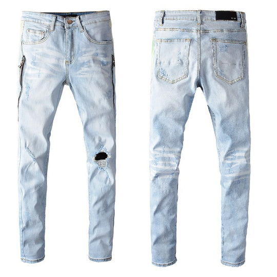ShopBAM — High Street Fashion Denim with Holes — Washed Blue