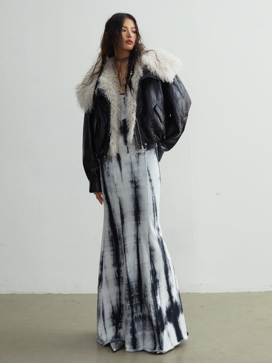 Detachable Fur Collar Leather Jacket — Retro