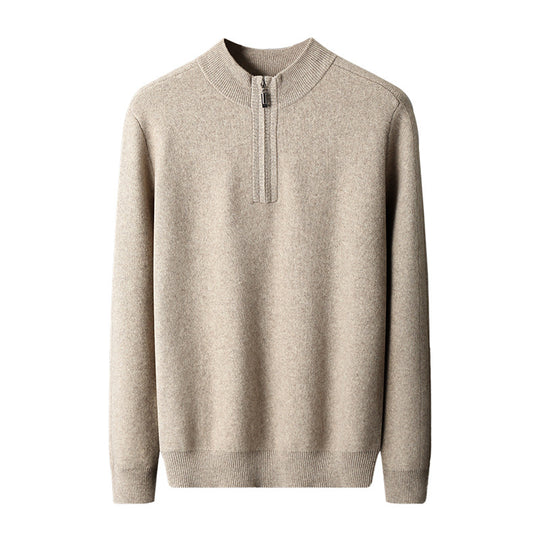 Half-Zip Wool Pullover Sweater — Men&