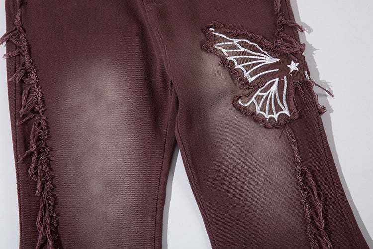 Retro Butterfly Embroidered Jeans — Women&