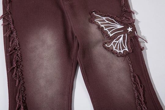 Retro Butterfly Embroidered Jeans — Women&