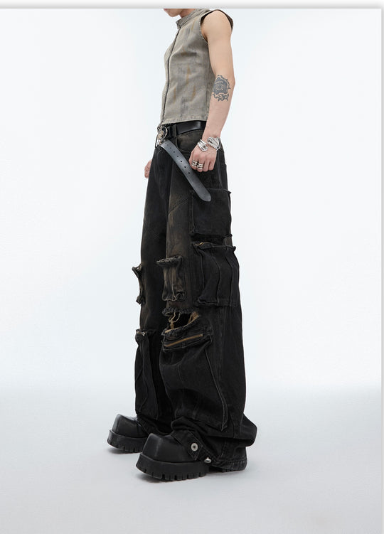Hand-Painted Distressed Jeans — Men&