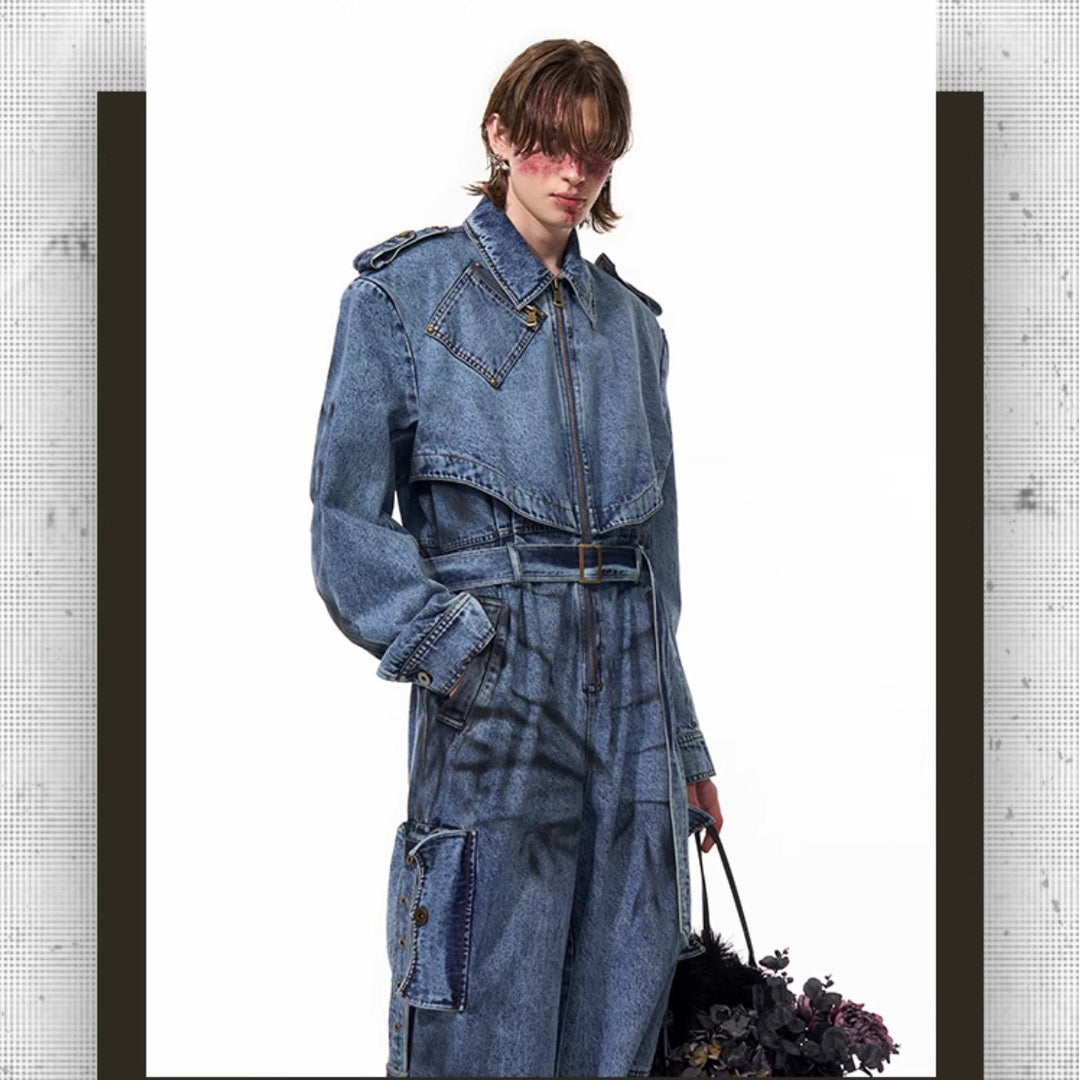Dirty Dyed Denim Jumpsuit — Men&