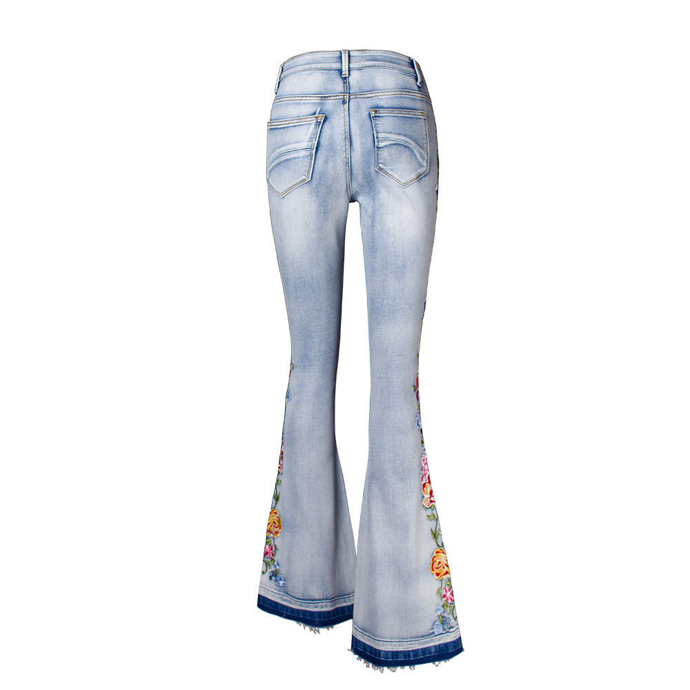 3D Embroidery Flared Jeans — Women&