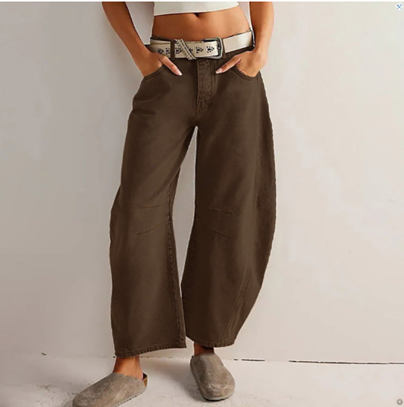 High-Stretch Mid-Rise Barrel Jeans — Women&