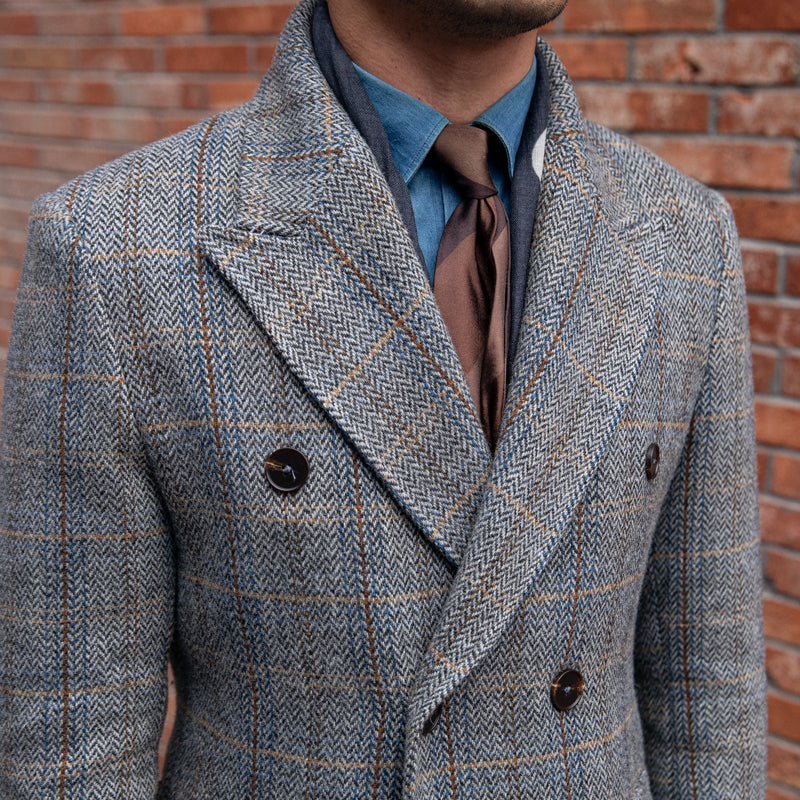 Retro Wool Plaid Polo Coat