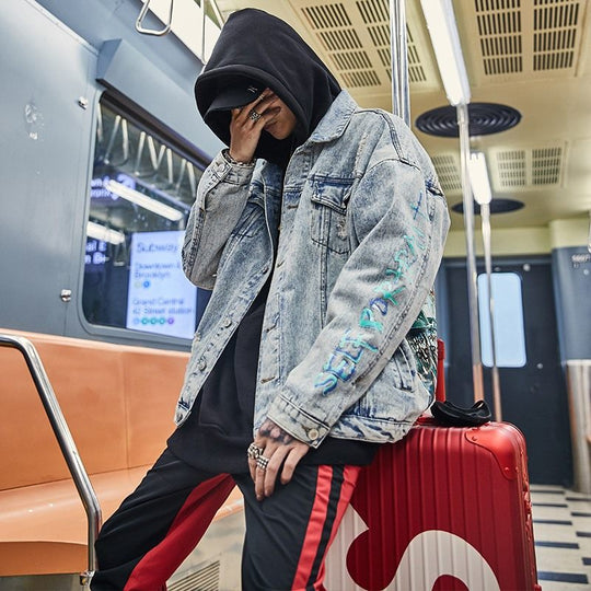 Graffiti Painted Denim Jacket — Unisex