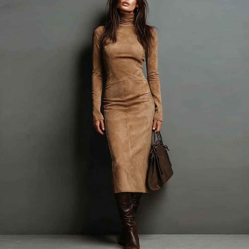 Pencil-Skirt Turtleneck Long-Sleeved Slim-Fitting