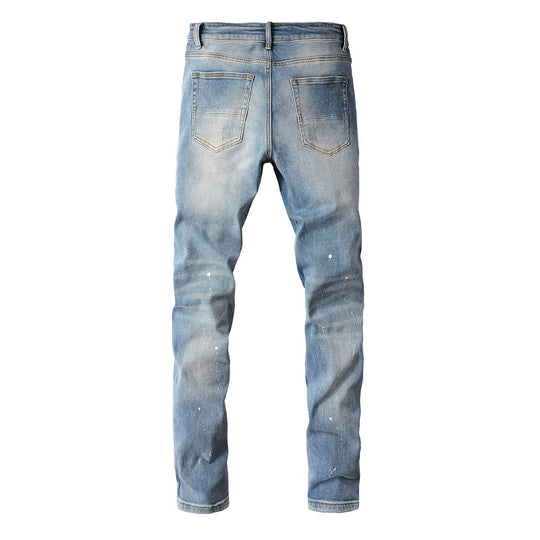 Paint-Splash Distressed Denim — Worn Wash