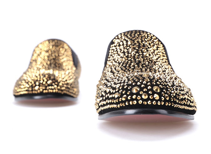 Black Leather Diamond Dress Shoes — Men&