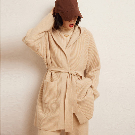 Cashmere Hooded Cardigan Coat — 3 Colours