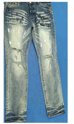 American Retro Hip-Hop Denim — Solid Blue