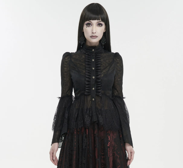 Punk Flared Sleeve Lace Shirt — Women's
