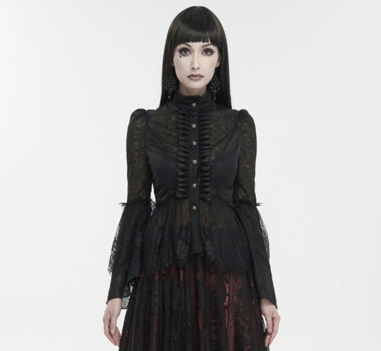 Punk Flared Sleeve Lace Shirt — Women&