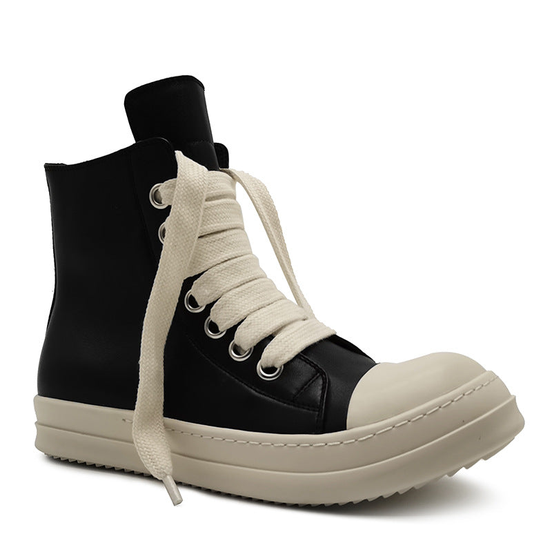 High-Top Cowhide Leather Sneakers — Unisex