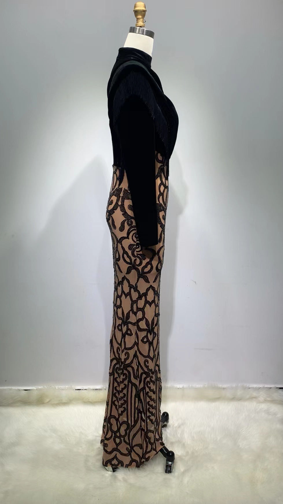 Sequin Tassel Long Sleeve Dress — Women&